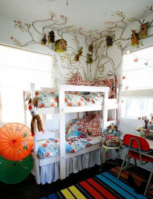 birds on branches Nursery decoration bunk beds