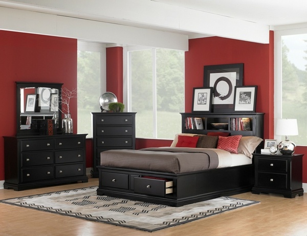 black gray red bedroom colors