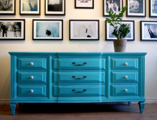 blue dresser home decoration