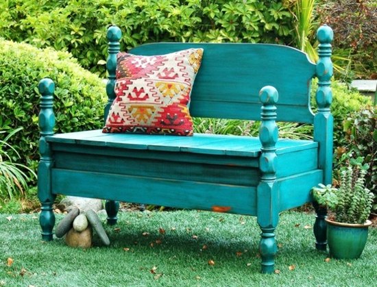 blue wooden bench build yourself design ideas