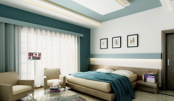 classic bedroom design blue beige color combination
