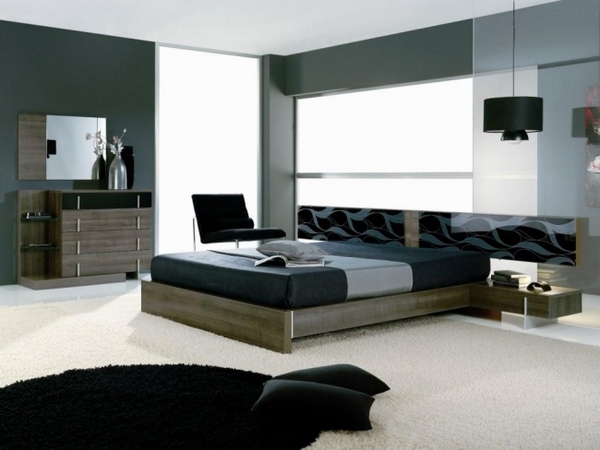 classic bedroom interior design gray black 