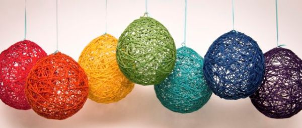 colorful yarn lantern DIY decoration ideas