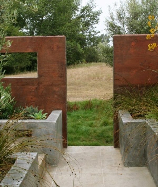 concrete wall garden path design