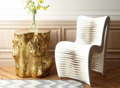 decorating-ideas-with-tree-trunks-side-table-gold-painted-tree-trunk