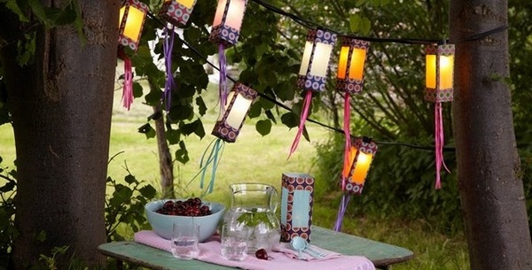 outdoor lighting ideas paper garden lanterns summer decor