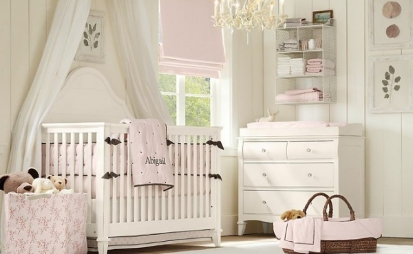 elegant nursery white rose baby girl