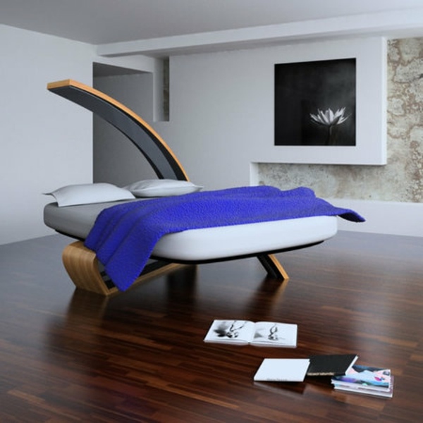 futuristic white wood bed