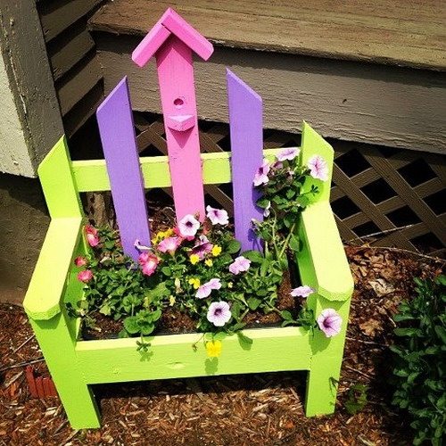 ideas chairs flower pots multicolored