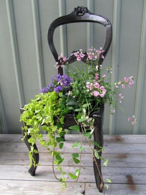 ideas chairs with flower pots black
