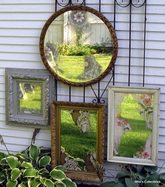 garden decoration ideas old things wall decor vintage mirror