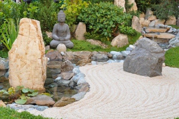  zen garden sand stone buddha
