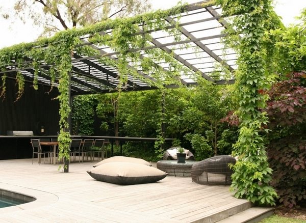 garden design terrace design metal pergola wooden deck