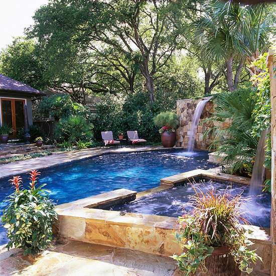 garden pool design waterfalls