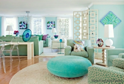 green turquoise living room 