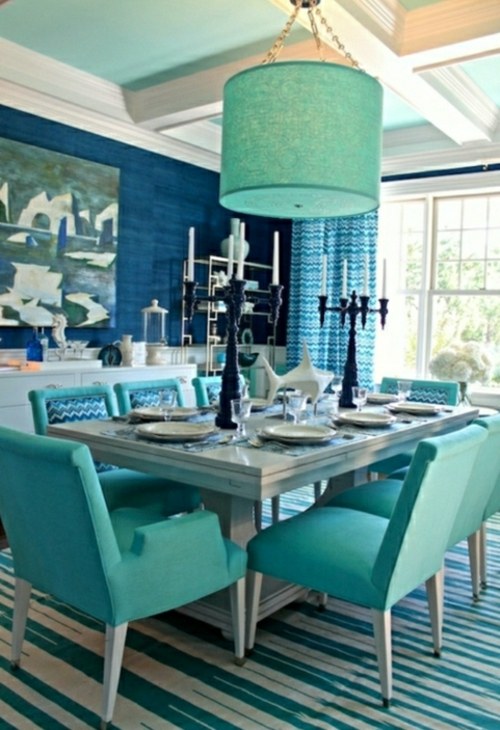 turquoise color dining chairs