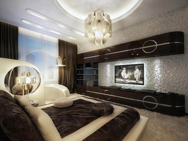 ideas for bedroom design modern black white tv built