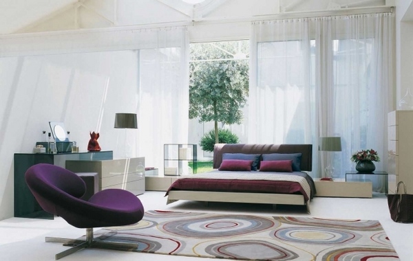 ideas for bedroom design modern purple carpet circles