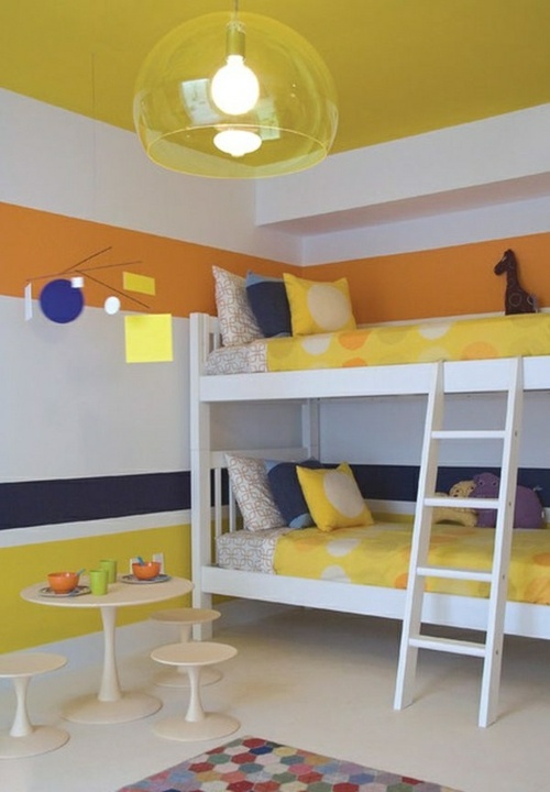 bunk beds wall decoration stripes