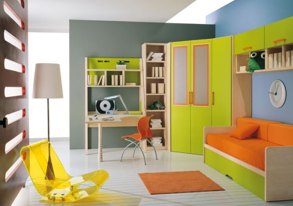 kids room green orange modern furniture