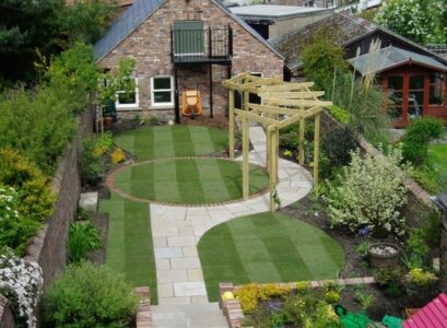landscaping-ideas-walkway-lawn-area-garden-pergola-flowerbeds