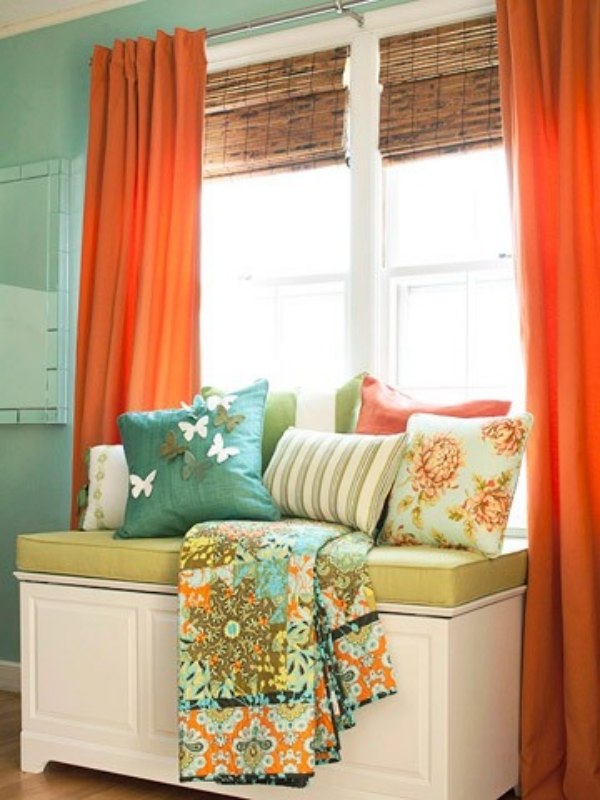 living room curtains ideas orange color