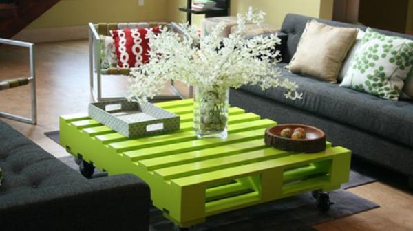 living room furniture green coffee table wooden pallets