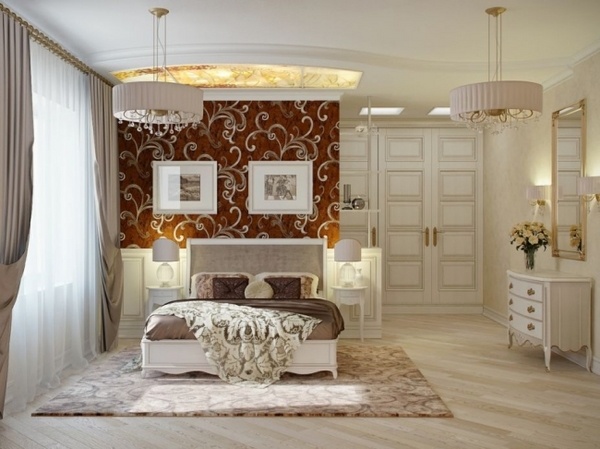 luxury bedroom design ideas beige opulent wall decoration