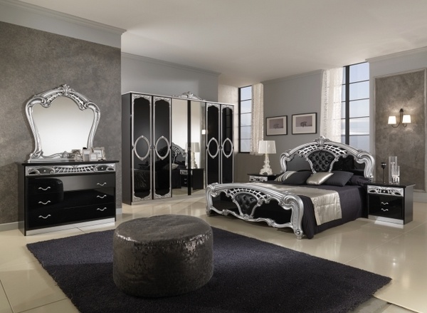 luxury bedroom interior design ideas black silver decorative elements