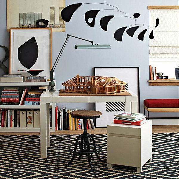 modern home office white desk wall decoration