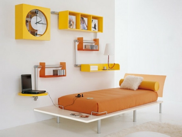 modern interior orange teen room