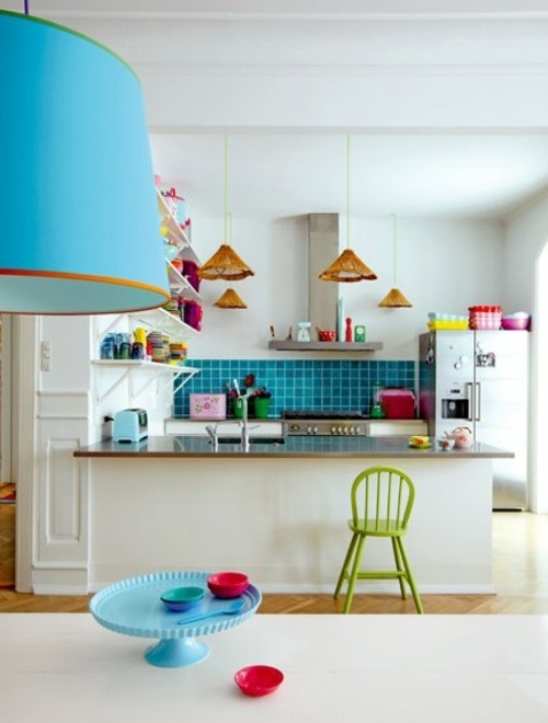 kitchen design white cabinets blue accents