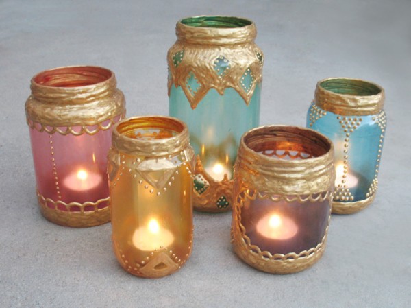 morocco inspired candle lanterns DIY glass jar lanterns