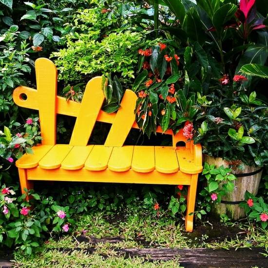 original garden bench design ideas yellow color