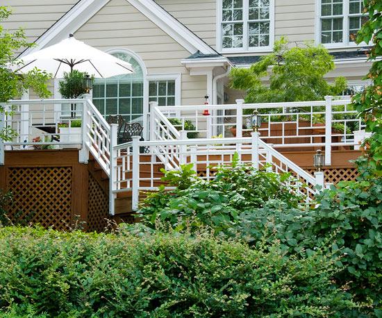 patio white wooden railing traditional