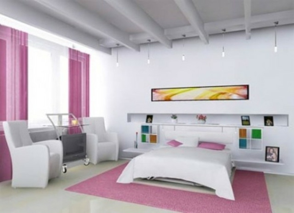 pink white bedroom color ideas large bed