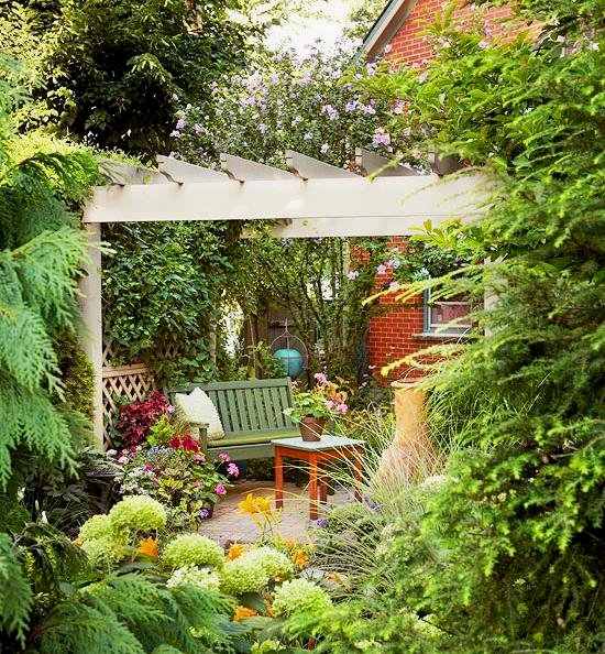 privacy protection in the pergola lush vegetation