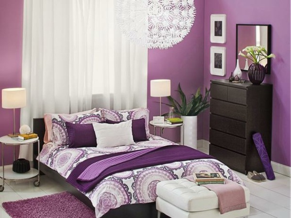 purple bedroom wall decoration design ideas lighting 