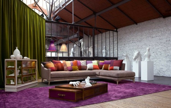 purple pillows Roche Bobois