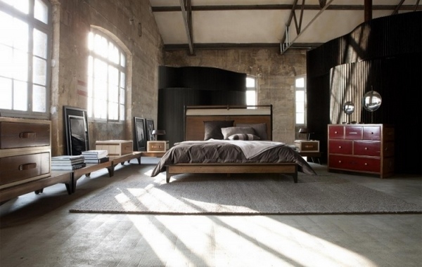 rustic-bedroom-design-ideas-brown-gray-high-ceiling