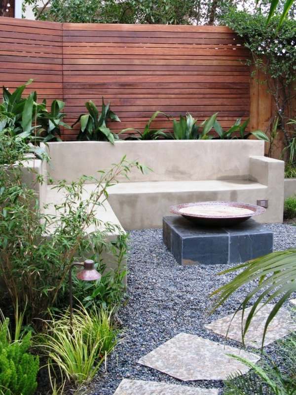 small garden design fountain wooden privacy fence