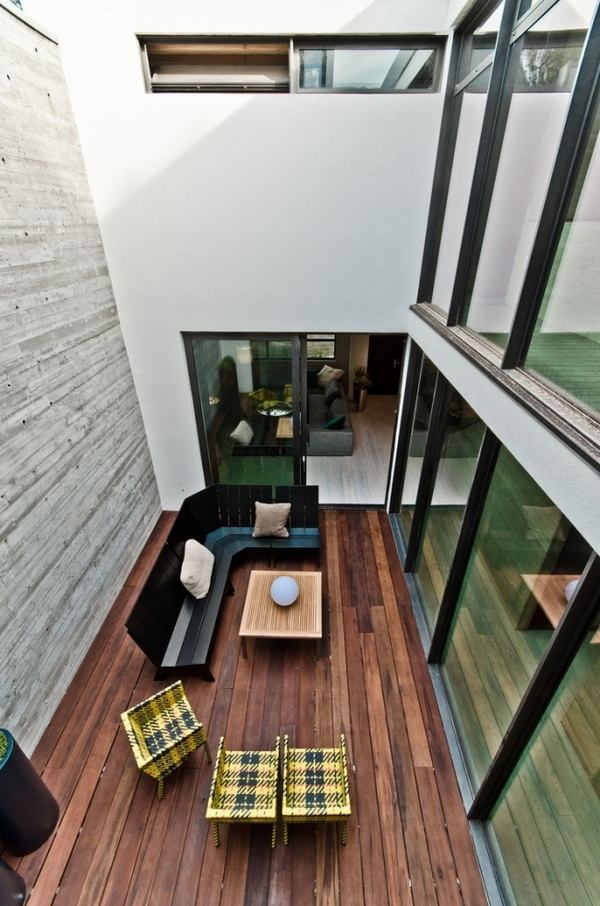 small patio terrace modern furniture wooden flooring