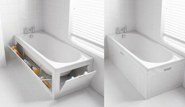 space saving freestanding tub storage space