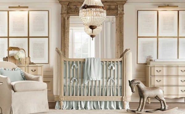 stylish nursery cream blue interior