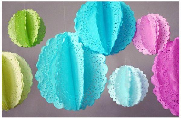 summer decoration party ideas DIY paper doilies color