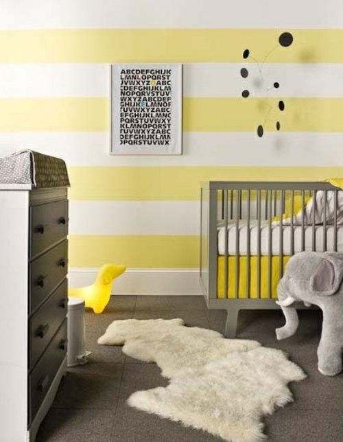 sweet nursery yellow color baby bed