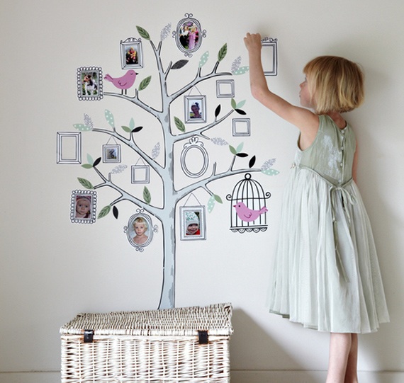 wall decoration ideas nursery family photos tree