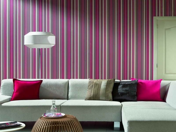 wall painting ideas purple stripes modern living room wall ideas