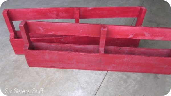 wooden pallets racks paint red