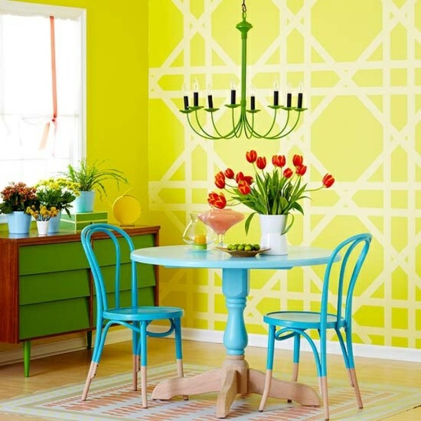 Wall Painting Ideas And Patterns Shapes Color Combinations - Wall Painting Design For Dining Room